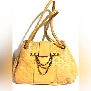 Elegant Yellow Quilted leather Women's Bag